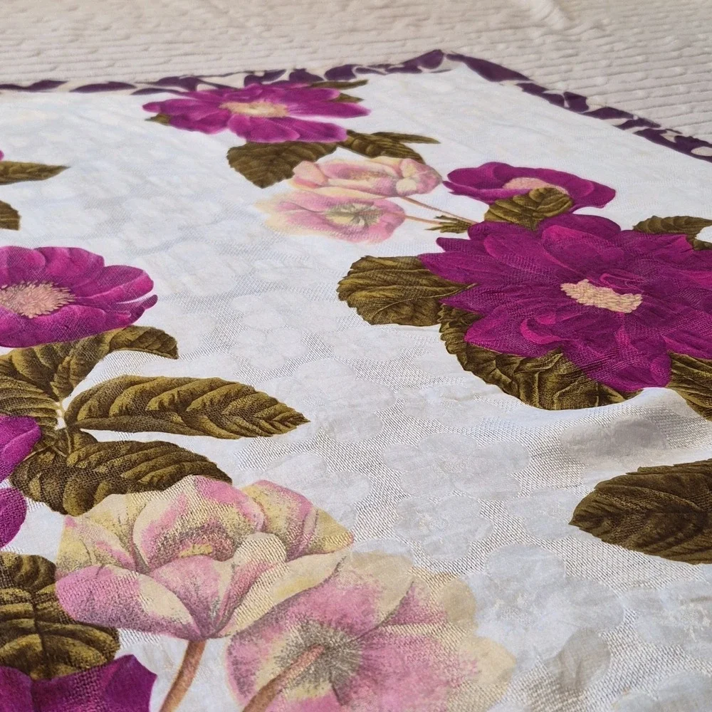 Vintage‎ Emanuel Ungaro Floral Scarf Purple Yellow Green Cream Women's